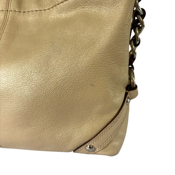 Coach Carly Hobo Bag Cream Silver Leather Shoulder Bag Metallic F15251 - Picture 10 of 14